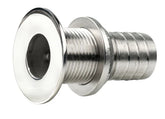 VETUS Thru-hull, stainless steel (AISI 316), flush flange, polished finish, G3/8'', with hose connection Ø 15 mm QG05MC-15